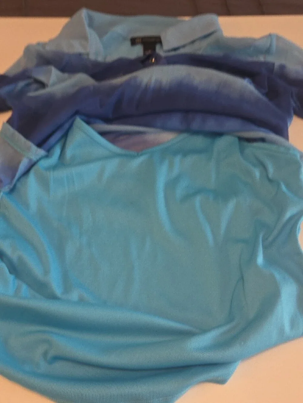 INC International Concepts Blue Ombre Button-Front Roll-Sleeve Blouse Size Large